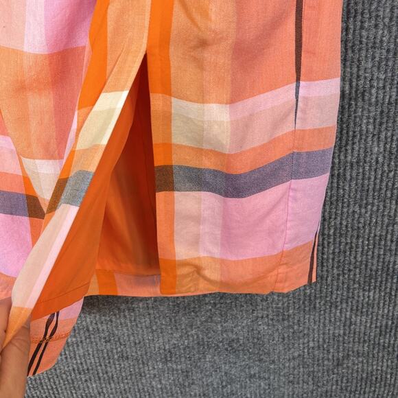 Ann Taylor Womens Orange Pink Twisted Plaid Pencil Skirt Size 12P Office Career - Picture 5 of 10